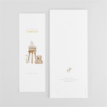 Faire-part de baptême ours marin - Dos du faire-part