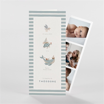 Faire-part de baptême animaux marins - Vue d'ensemble