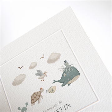 Faire-part de baptême farandole marine - Détail du faire-part