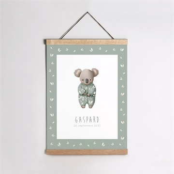 Affiche naissance koala pyjama