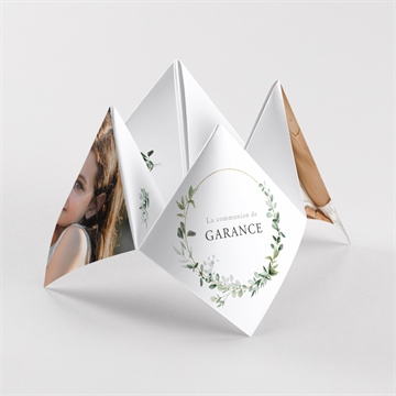 Faire-part communion gravée au coeur origami