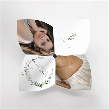 Faire-part communion gravée au coeur origami - Vue du dessus