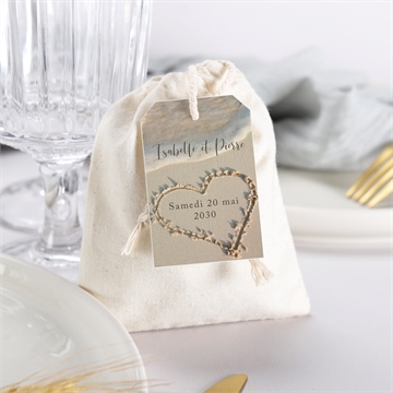 Boîte de dragées mariage dans le sable pochon - Mise en situation