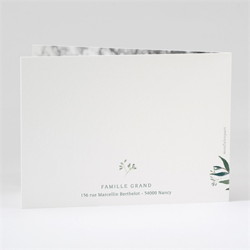 Remerciement décès mémento plié - Dos du remerciement