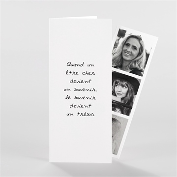 Remerciement décès souvenir portrait photomaton