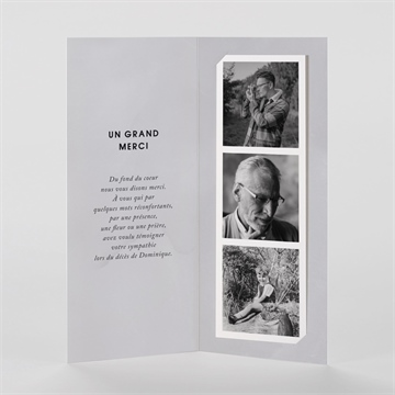 Remerciement décès hommage photomaton - Intérieur du faire-part