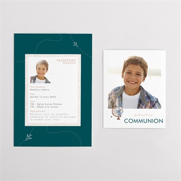 Faire-part communion mon passeport communion duo - Vue d'ensemble