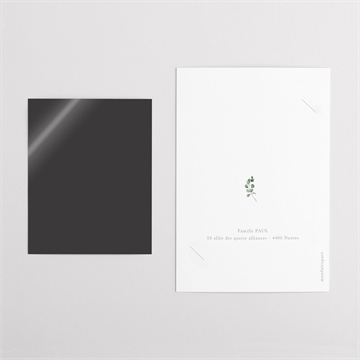 Faire-part communion gravée au coeur duo - Dos du faire-part