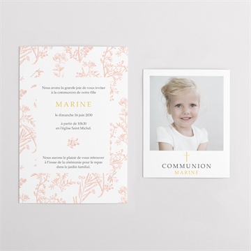 Faire-part communion gravures végétales duo - Vue d'ensemble