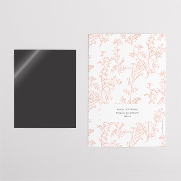 Faire-part communion gravures végétales duo - Dos du faire-part