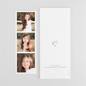 Faire-part communion touche champêtre fleur séchée - Dos du faire-part