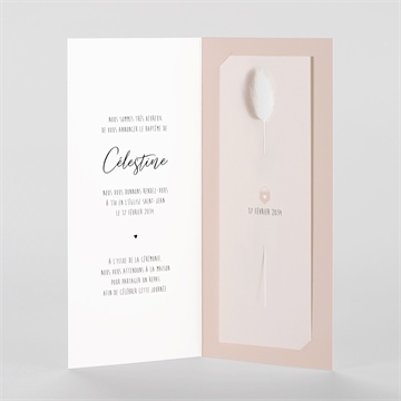 Faire-part de baptême pêle-mêle coeur fleur séchée - Intérieur du faire-part