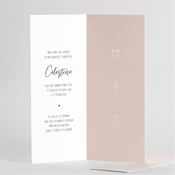 Faire-part de baptême pêle-mêle coeur fleur séchée - Détail du faire-part