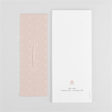 Faire-part de baptême pêle-mêle coeur fleur séchée - Dos du faire-part