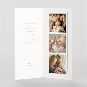 Faire-part naissance cigogne photomaton - Intérieur du faire-part