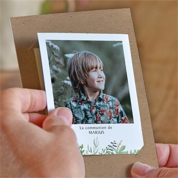 Faire-part communion illustration végétale duo