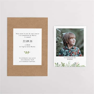 Faire-part communion illustration végétale duo - Vue d'ensemble
