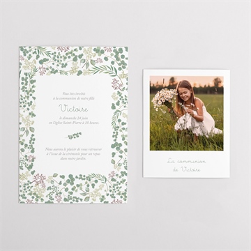 Faire-part communion printanier duo - Vue d'ensemble