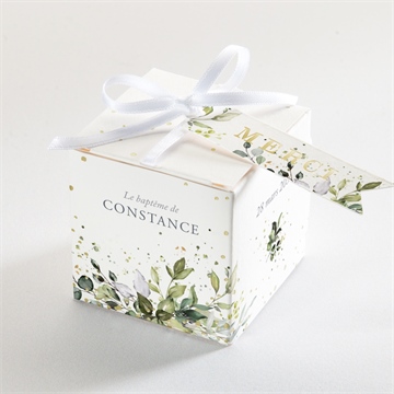 Boîte de dragées baptême en lumière dorure
