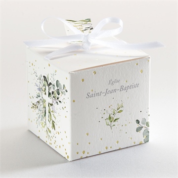 Boîte de dragées baptême en lumière dorure - Dos de la boîte