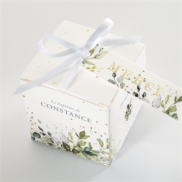 Boîte de dragées baptême en lumière dorure - Dessus de la boîte
