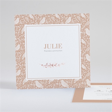 Faire-part communion beaux symboles cuivré