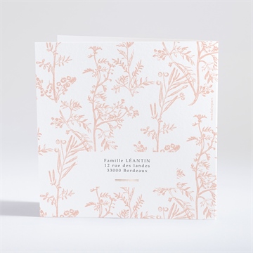 Faire-part communion gravures végétales dorure - Dos du faire-part