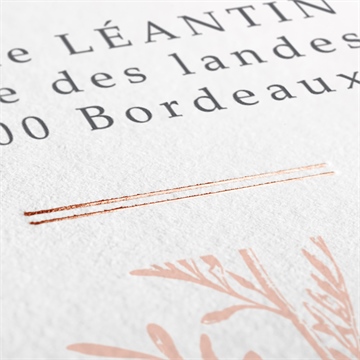 Faire-part communion gravures végétales dorure - Détail du faire-part