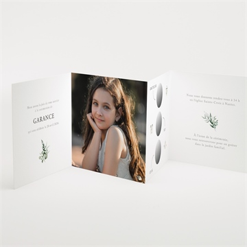 Faire-part communion gravée au coeur accordéon - Intérieur du faire-part