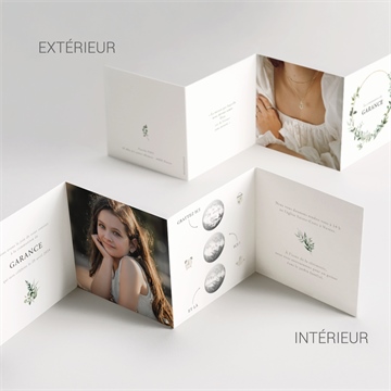 Faire-part communion gravée au coeur accordéon - Vue d'ensemble