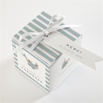 Boîte de dragées baptême animaux marins - Dessus de la boîte