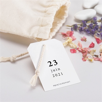 Boîte de dragées baptême décoration végétale pochon - Dos du pochon