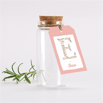 Boîte de dragées baptême initiales à motifs mignonette - Mise en situation