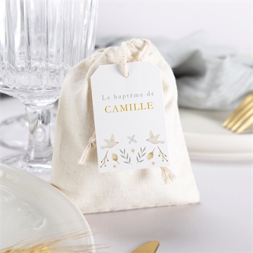 Boîte de dragées baptême vers le beau pochon