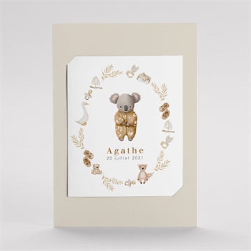Faire-part naissance bébé koala duo