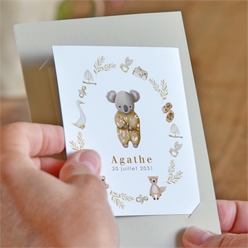 Faire-part naissance bébé koala duo - Mise en situation