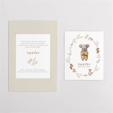 Faire-part naissance bébé koala duo - Vue d'ensemble