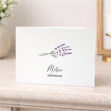 Remerciement décès souvenir de lavande plié