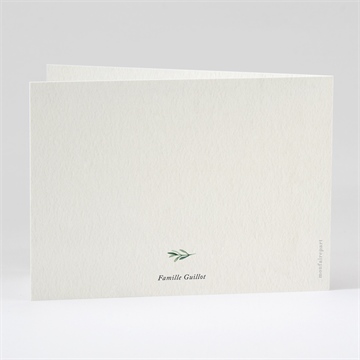 Remerciement décès élégant branchage plié - Dos du remerciement