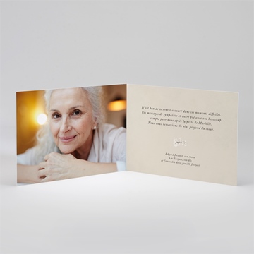 Remerciement décès bouquet blanc plié - Intérieur du remerciement