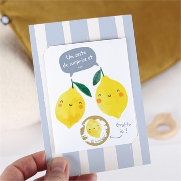 Carte annonce grossesse jeux à gratter duo - Mise en situation