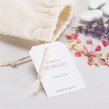 Boîte de dragées baptême glorieuse pochon - Dos du pochon
