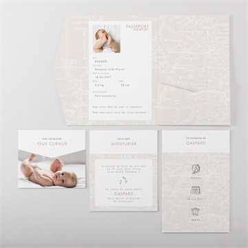 Faire-part naissance premier passeport pocketfold - Vue d'ensemble intérieur