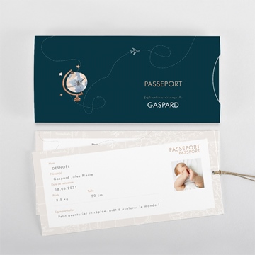 Faire-part naissance premier passeport pochette duo - Vue d'ensemble