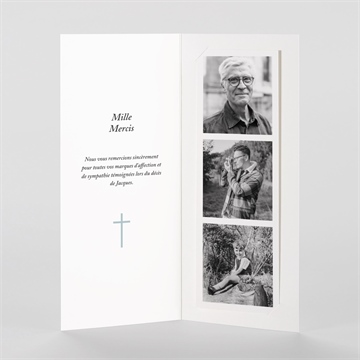 Remerciement décès simple elégance photomaton - Intérieur du faire-part