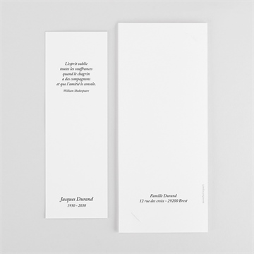 Remerciement décès simple elégance photomaton - Dos du remerciement