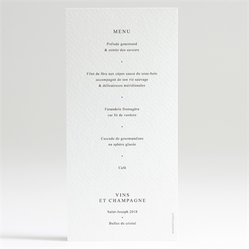 Menu mariage bel éclat - Dos du menu