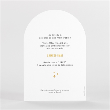 Invitation anniversaire paillette 20 ans - Dos du faire-part