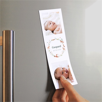 Faire-part naissance gaiement duo magnet - Mise en situation