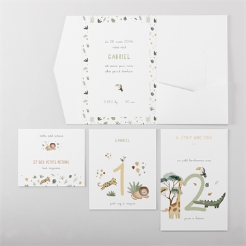 Faire-part naissance ma petite savane - Vue d'ensemble intérieur